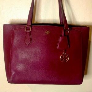 Tory Burch EUC Burgundy Robinson Small Leather Tote